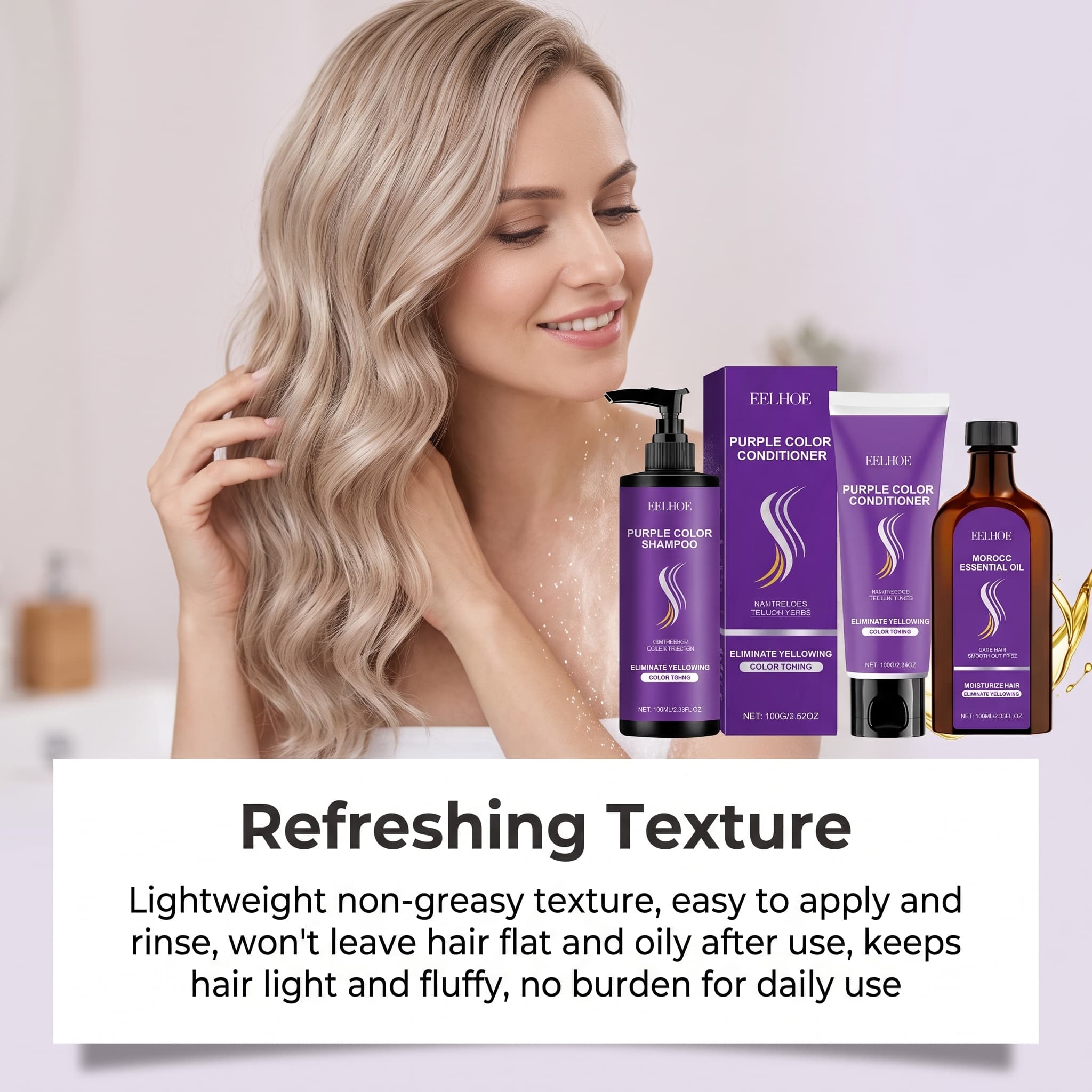 Set de Champú Morado con Acond - Hair Care Oil Serum reseña y precio